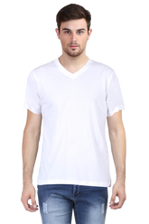 White V Neck Plain T-Shirt